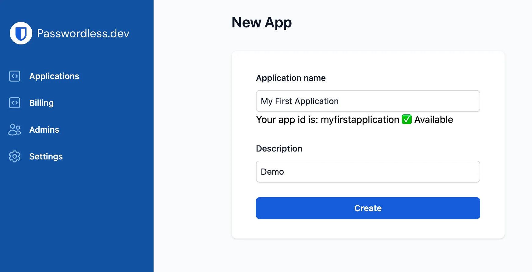 Getting started create app step 2